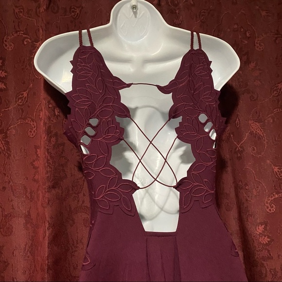 Free People Leaf Cutout Open Back Purple Dress - Picture 2 of 5